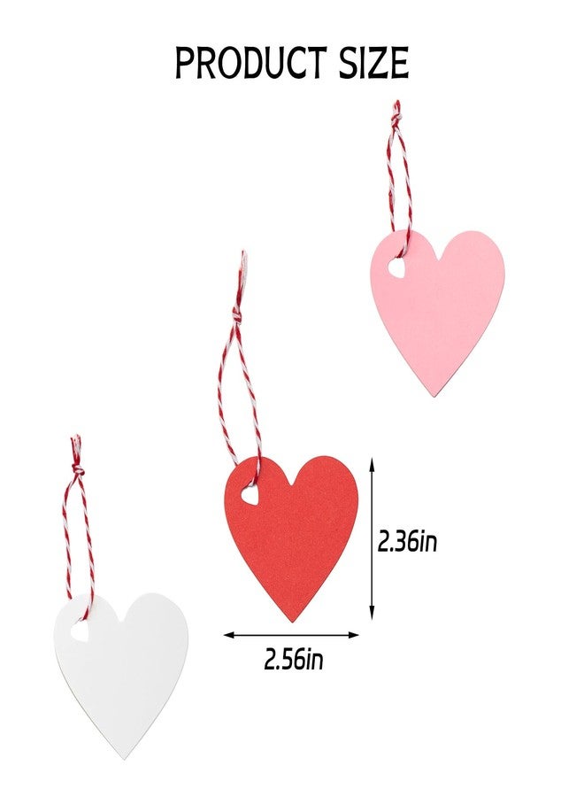 Jocomoni 150pcs Heart Shaped Gift Tags, Pink White Red Heart Paper Kraft Gift Hanging Tags with String for Valentine's Day Mother's Day Wedding Party Supply Home Decoration - Image 3